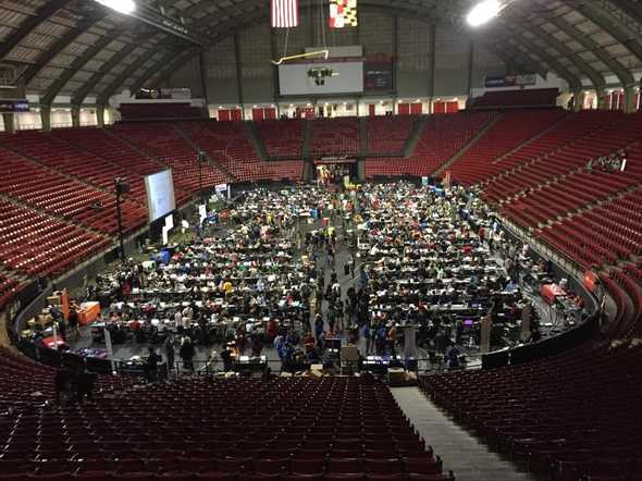 Picture of the hackers in Cole Field House